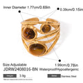 Tiger-Eye Stainless Steel Gold-Plated Ring — close-up detail — jewelry finish and design detail