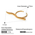 18K Gold-Tone Stainless Steel Open Ring with Wave Detail styled for independent jewelry boutiques