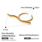 2H 18k Gold Stainless Steel/Minimalist Wave Open Ring Simple Style Fashion Line Ring for Women