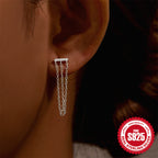 S925Sterling Silver Tassel Soft Bone Horse Eye Zircon Piercing Earrings Hot Selling Moon Ear Bone Stud for Women