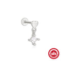 925 Sterling Silver Heart Crown cubic zirconia Spiral Piercing Stud Earrings 8mm — jewelry product photo 09 — jewelry finish and design detail