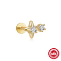 Star Geometric Stud 925 Sterling Silver Earrings — side profile — alternate angle 2 — jewelry finish and design detail