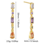 E0654 Fashion Multi-color Zircon Earrings for Women Long Tassel Bohemian Trendy Drop Earrings