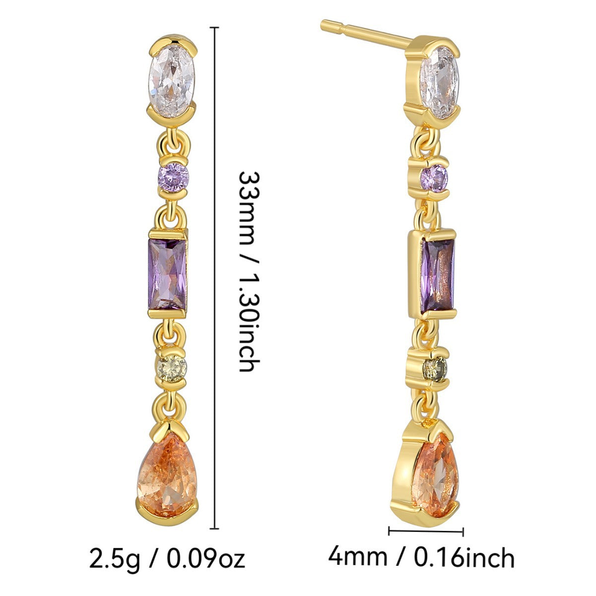 E0654 Fashion Multi-color Zircon Earrings for Women Long Tassel Bohemian Trendy Drop Earrings