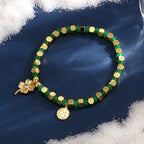B0254 Fashionable Elegant Four-Leaf Clover Zircon Beaded Design Bracelet for Daily Wear