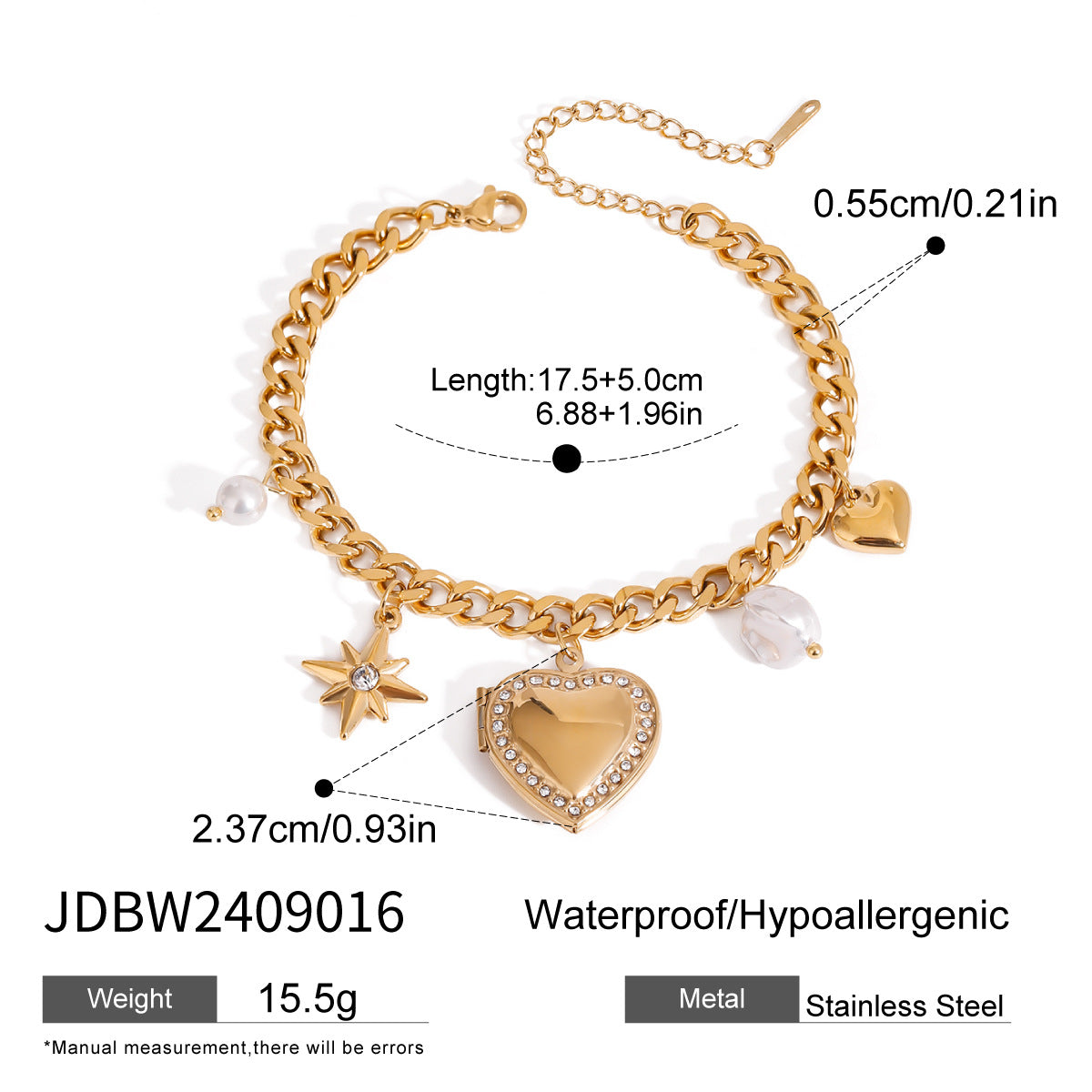 Heart-shaped Bracelet Jewelry18k Non-Fading Stainless Steel