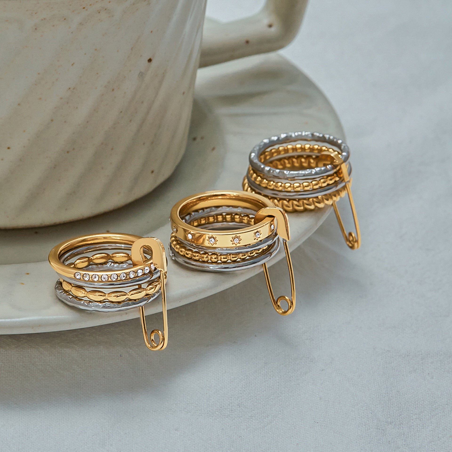 Multi-layer stackable rings that don't fade, stainless steel jewelry rings