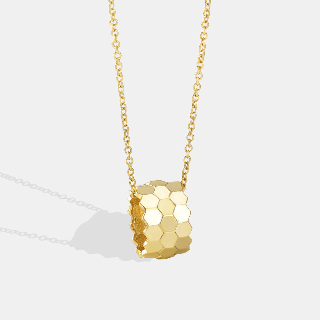 N0123 Necklace Honeycomb Transfer Bead Pendant Necklace Honeycomb Collarbone Chain Minimalist Fashion