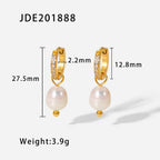 Same Style18K Gold Stainless Steel Earrings Fashionable Personality Pearl Earrings Hoop Earrings Women's Jewelry