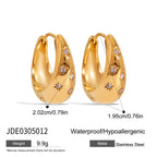 Stainless Steel with White Diamond Chubby Earrings Ear Clips Non-Fading Ear Jewelry