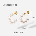 Same Style18K Gold Stainless Steel Earrings Fashionable Personality Pearl Earrings Hoop Earrings Women's Jewelry
