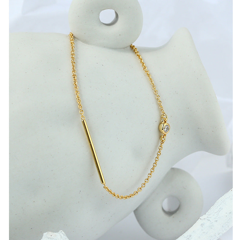 B0003 Wind-plated Gold Inlaid Diamond Simple Bracelet for Women Minimalist Geometric Fashion Accessories