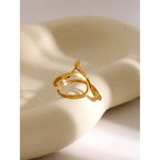 18k Gold Stainless Steel Smooth Line Irregular Open Ring Unique Line Design Ring