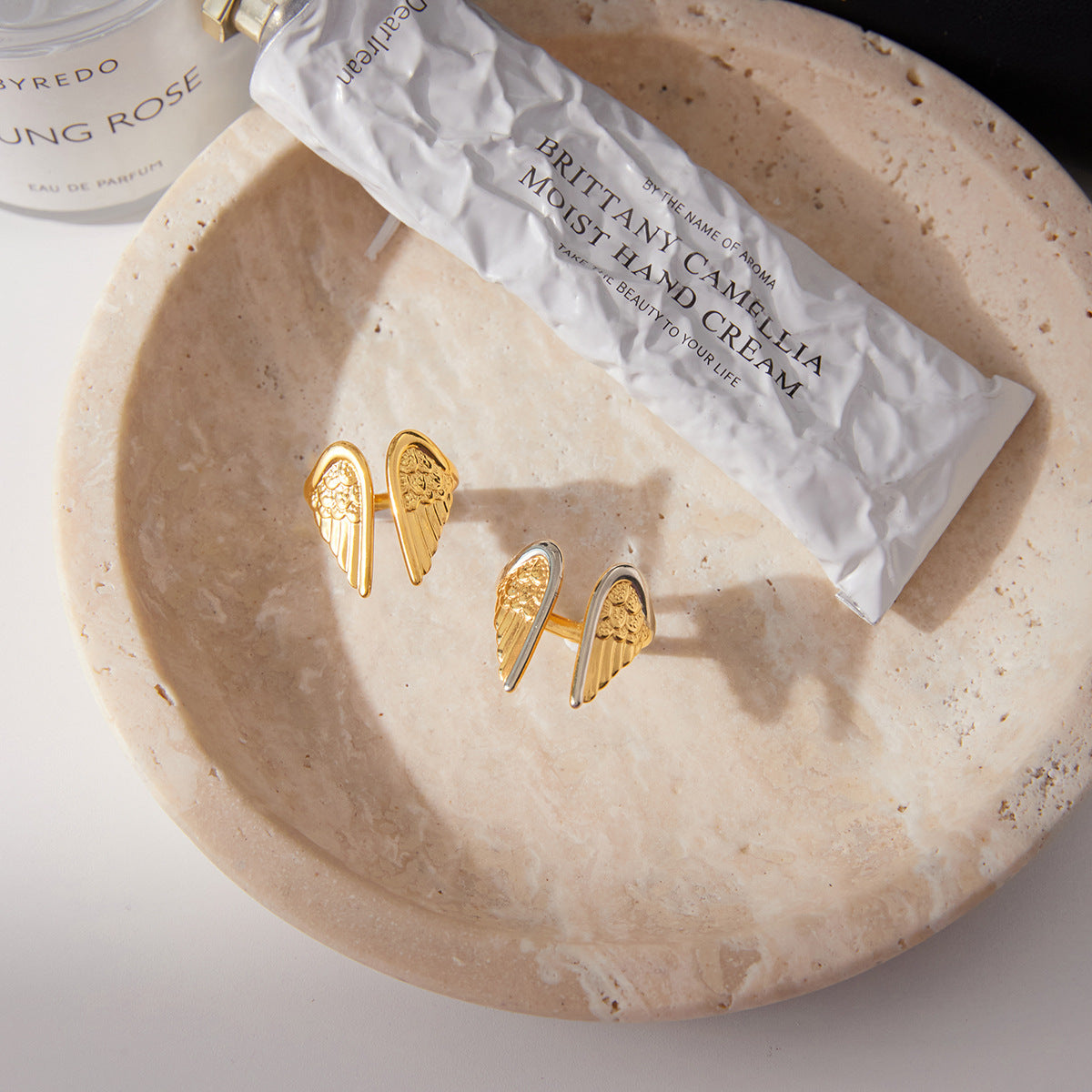 Color Block Wing Ring Stainless Steel Jewelry for Women Non-Fading ring