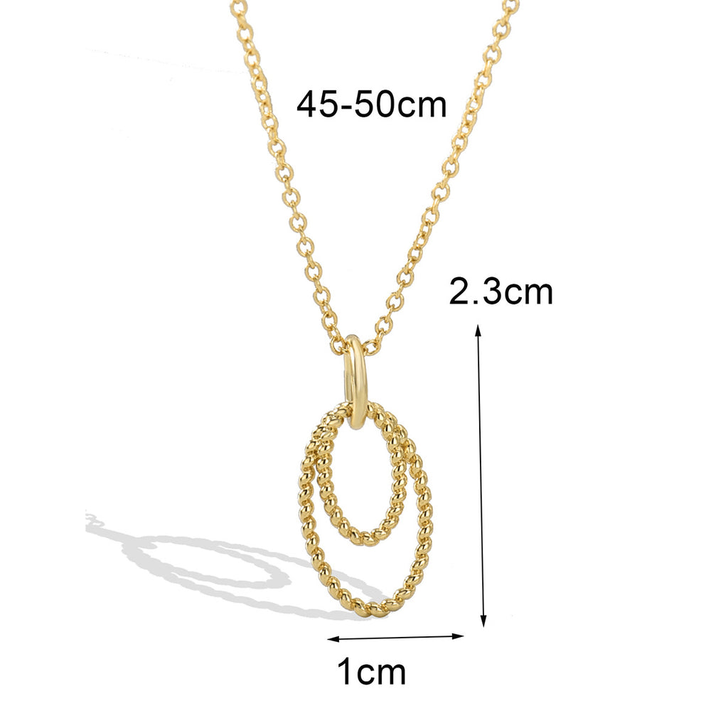 N0128 Hot Selling Jewelry Simple Trendy Double Loop Braided Pendant Collarbone Chain Vintage Necklace