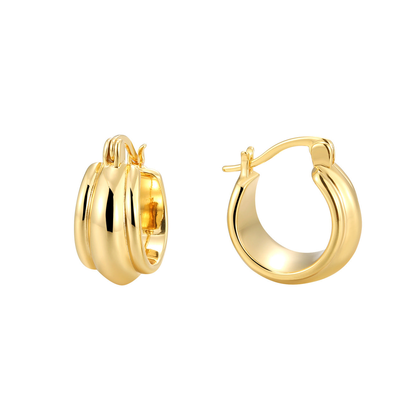 E0250 Personalized Minimalist Design Gold-Plated Smooth Earrings for Women Fashion Jewelry
