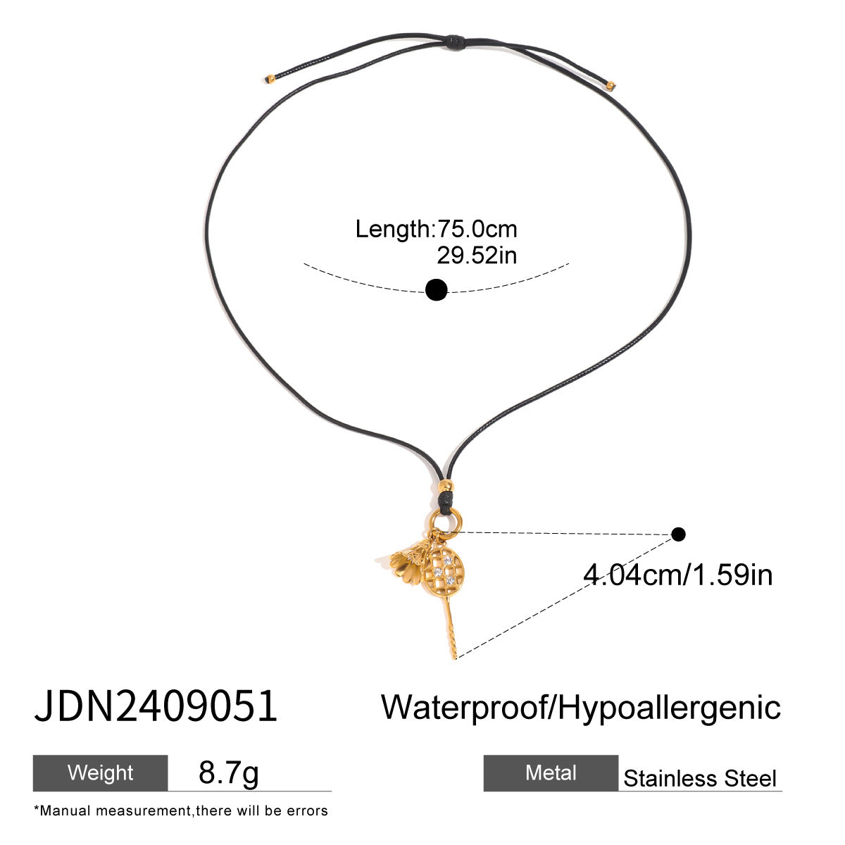 Black Rope Necklace Design Sense Collarbone Chain Non-Fading Stainless Steel Jewelry