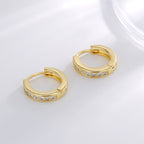 E0242 Minimalist Single-Sided Micro-Inlaid Zircon Earrings for Women with a Sense of Design and Cool Style Hoop Earrings