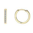 E0410 Textured Circle Small Earrings with Inlaid Diamonds, Round Full Diamond Ear Clips, Real Gold Plated, Stackable, Unisex Trendy
