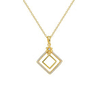 SN0009 S925 Silver Hollow Quadrilateral Pendant Necklace