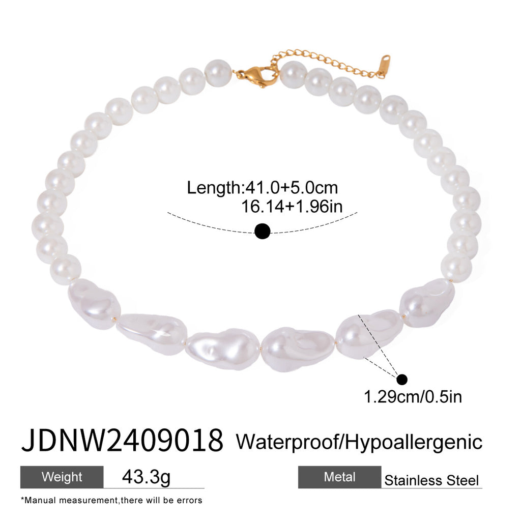 Stainless Steel Pearl Necklace Exaggerated Flower Stud Earrings Jewelry earrings