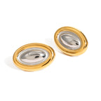2H 18K Gold Stainless Steel Color Block Oval Earrings  Model Same Style Fashion Versatile Earrings