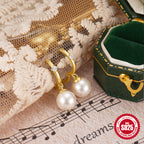 S925Sterling Silver Inlaid Diamond Pearl Hoop Earrings Ear Clips Earrings Korean and Japanese Hot Sale Daily Wear Earrings Ear Jewelry