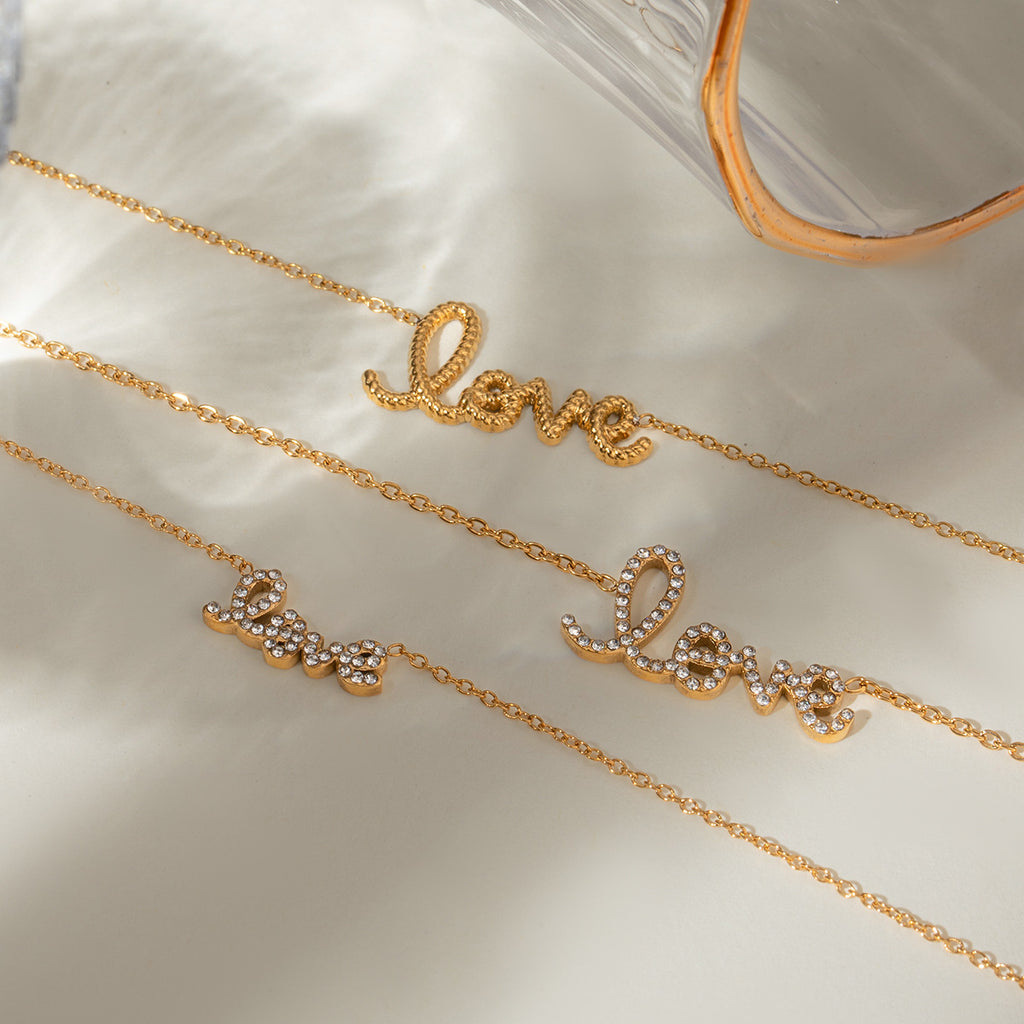 Stainless Steel Letter Necklace Diamond Clavicle Chain Necklace necklace