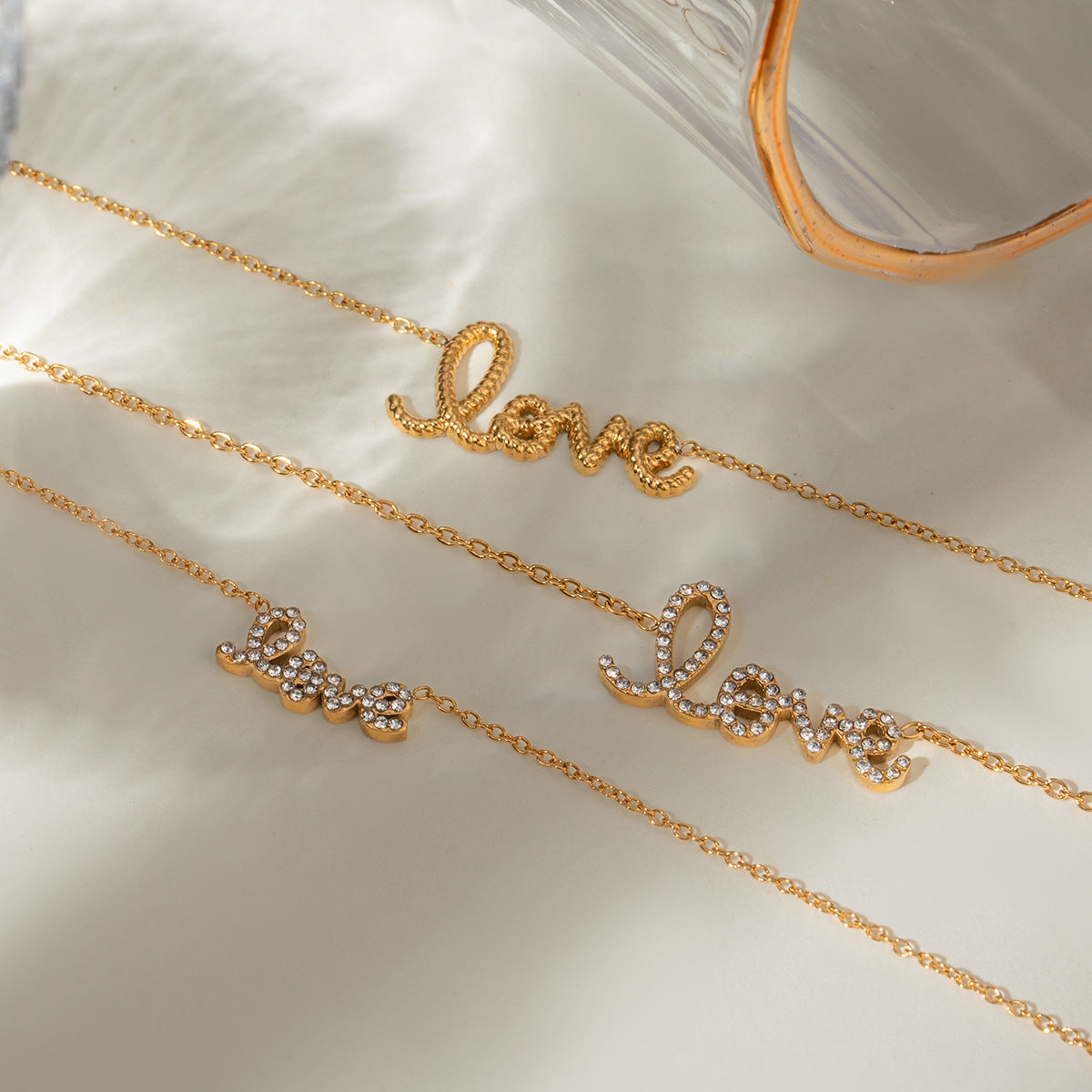 Stainless Steel Letter Necklace Diamond Clavicle Chain Necklace necklace