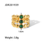 Jewelry Vintage Stainless Steel Gemstone Ring 18k Vintage Gold-Plated Jewelry rings Female