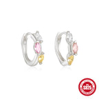 S925Sterling Silver Rainbow Colorful Star Moon Earrings Hoop Daily Wear Diamond-Studded Ear Clips Ear Jewelry for Women