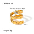 18k Gold Stainless Steel Zircon Open Ring rings