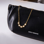 2H Stainless Steel Zircon Heart Necklace Collarbone Chain Non-Fading Jewelry