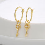 E0831 Creative Design Earrings for Women with Zircon Key Pendant Earrings