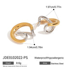Color Block Ring Non-Fading Jewelry Women's Ear Clip Stainless Steel Earrings Accessories