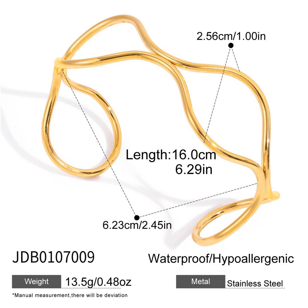 2H Double Layer Bracelet Non-Fading Line Open Bangle Stainless Steel Jewelry for Women