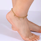 A0030 gold Round Bead Chain Inlaid Zircon Anklet for Women Simple and Cool Micro Inlaid White Zircon Foot Jewelry