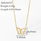 2H Blogger's Same Style Stainless Steel Necklace14K gold White Shell Butterfly Gold Chain Necklace for Women Trendy Choker