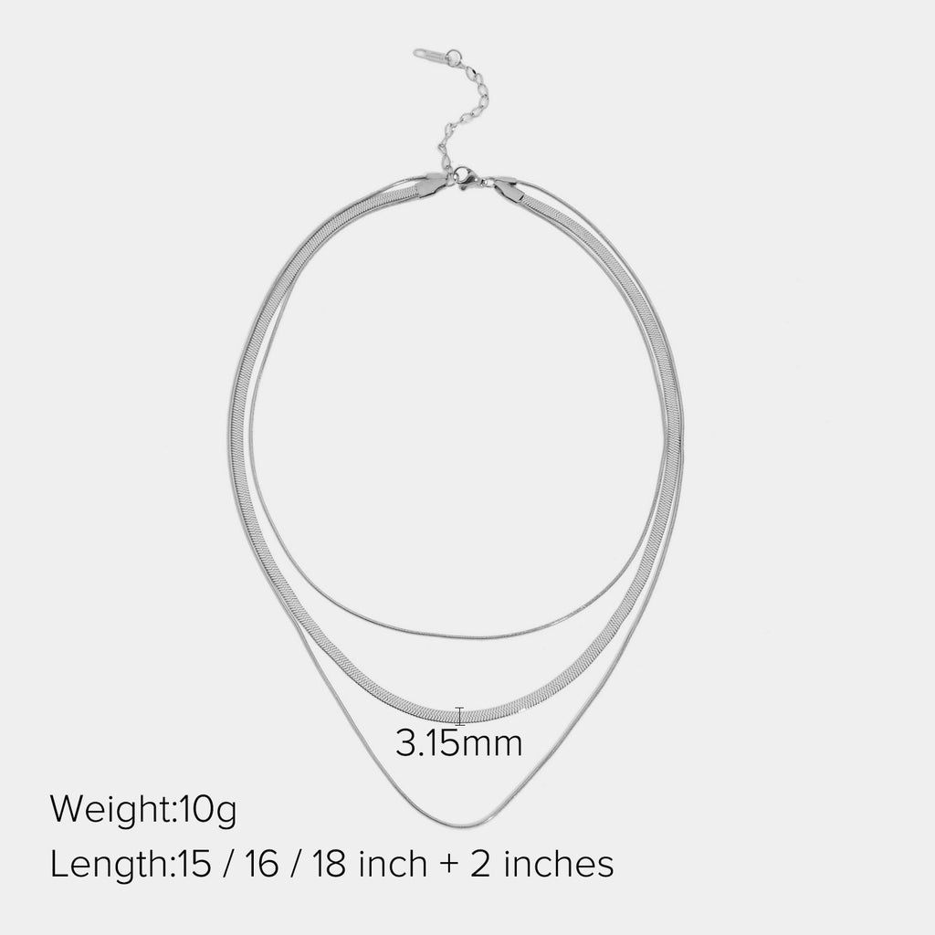 European Style Three-Layer Snake Chain Necklace Fashionable Women's Layered Jewelry14K Gold-plated Stainless Steel Chunky Necklace