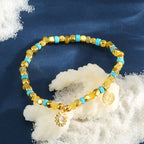 B0296 Sunflower Inlaid Zircon Design Beaded Fashion Retro Chalcedony Bracelet