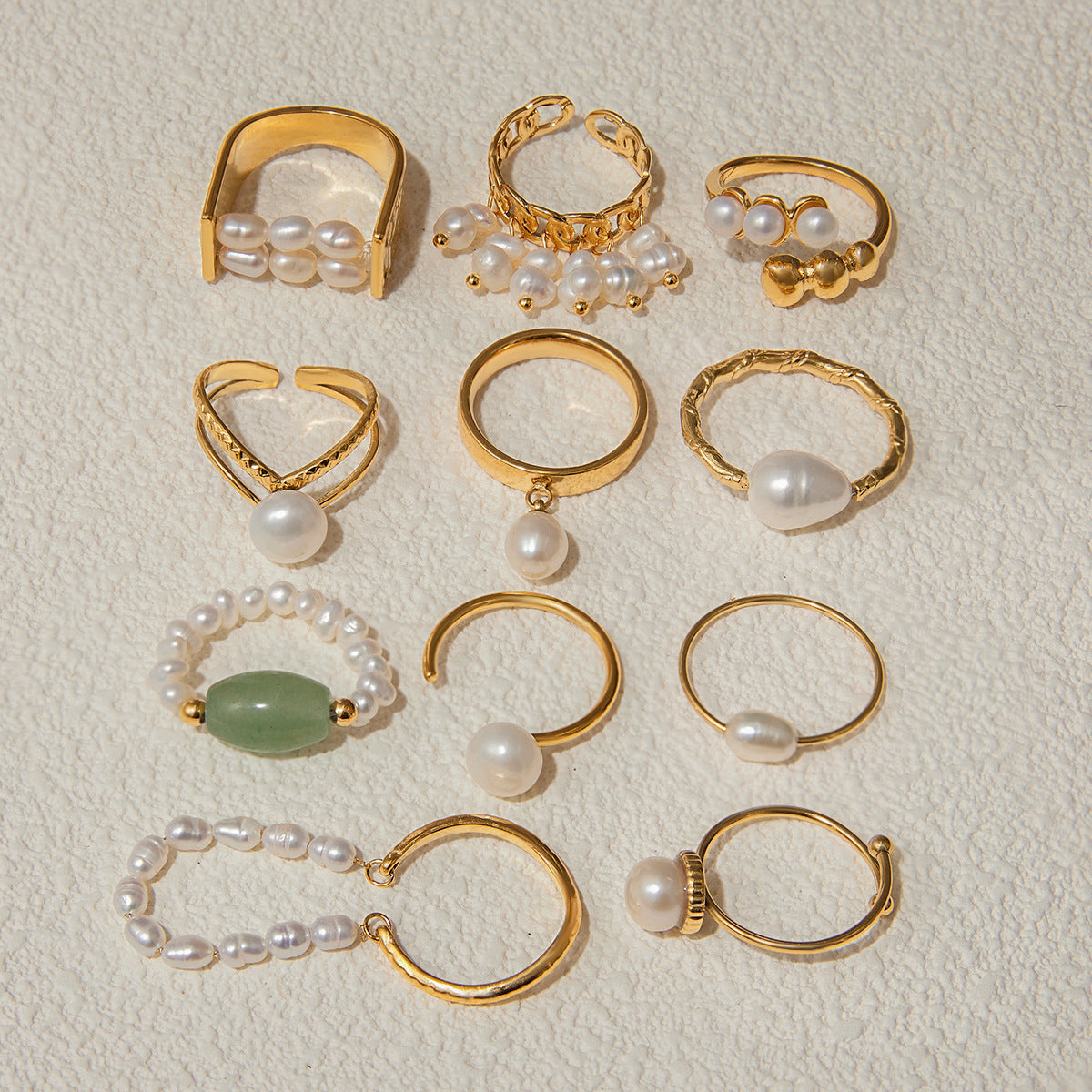 2H Freshwater Pearl Ring Non-Fading Jewelry Stainless Steel Accessories rings