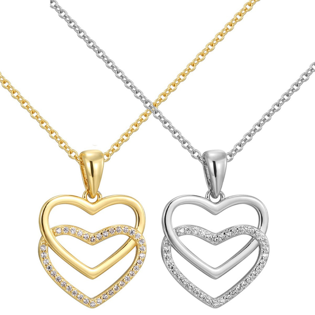 CYN0170 Cross Heart Pendant Copper Necklace Collarbone Chain