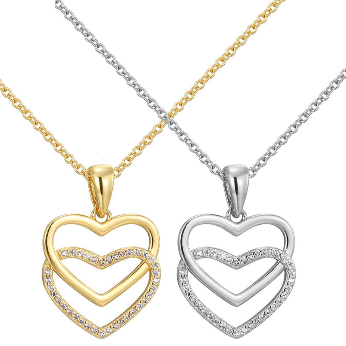 CYN0170 Cross Heart Pendant Copper Necklace Collarbone Chain