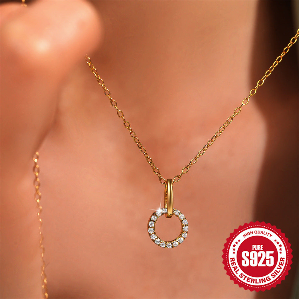 S925 Sterling Silver Interlocking Pave Zirconia Necklace For Women