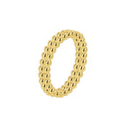 R0570 Exaggerated Personality Design Minimalist Ring for Women Copper Plated with Real Gold Dense Small Round Beads