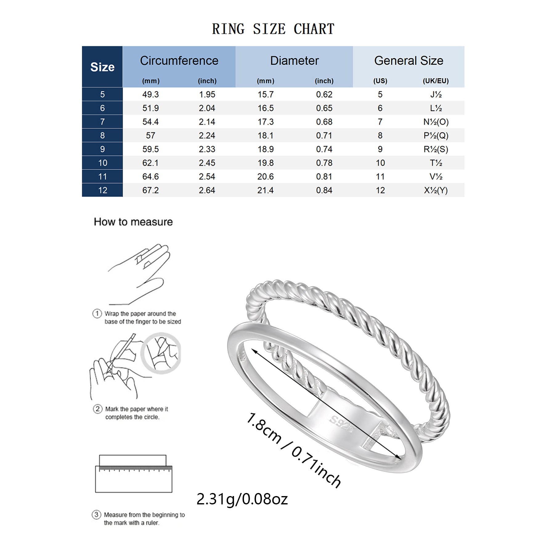 SR0041 S925Silver Braided Two-Ring Closed Vintage Design