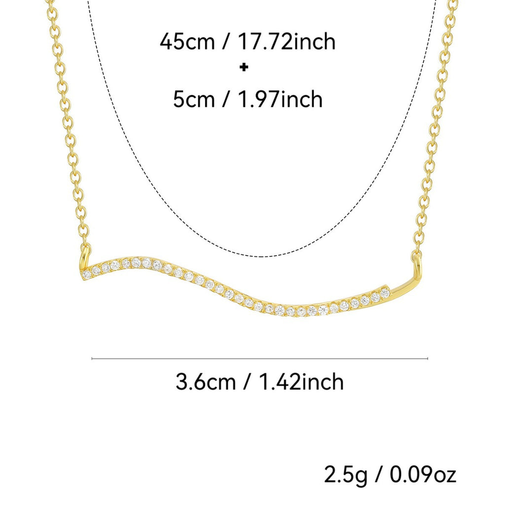 S925 Silver Gold Curve Necklace Two Tone Everyday Pendant