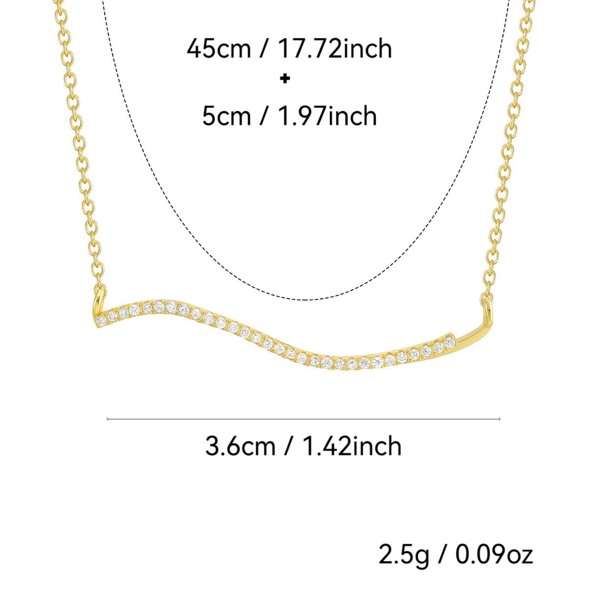 S925 Silver Gold Curve Necklace Two Tone Everyday Pendant