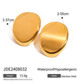 Oval Stainless Steel Stud Earrings in Gold-Tone with gold-tone stainless steel construction