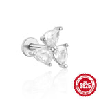 S925Sterling Silver Flat Threaded Piercing Chain Earrings Hot Sale Fashion Inlaid Diamond Opal Ear Bone Stud Earrings for Women